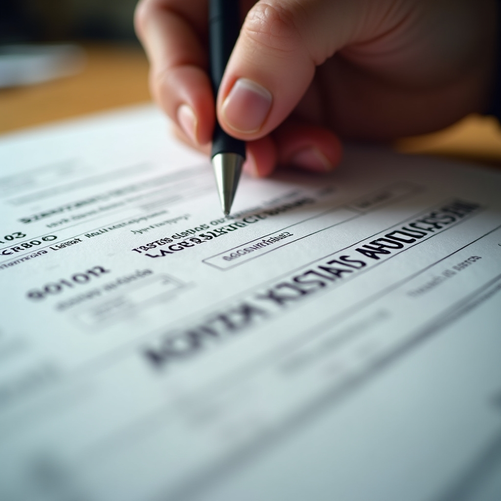 Close-up of a Polish official government document with key sections highlighted for navigation